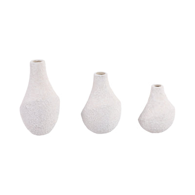 S/3 5/7/9 Klamath Cream Ceramic Vases