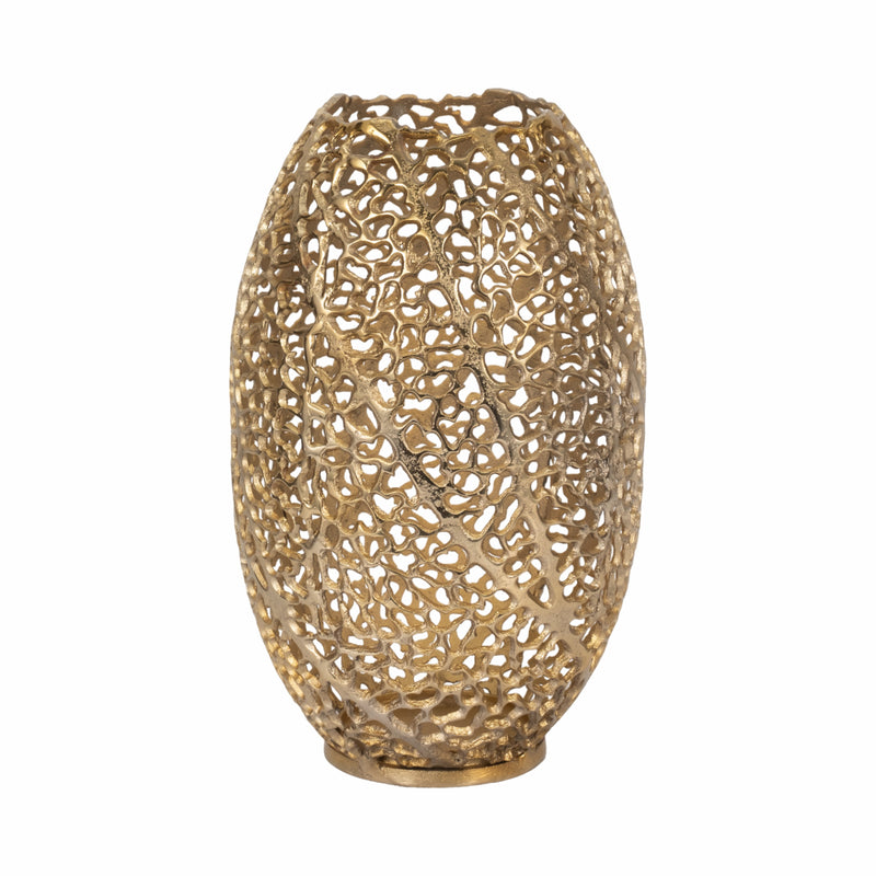 15 Meadow Metal Urn Shape Vase, Gold