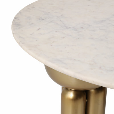 Metal, 36 Marble Top Coffee Table, Gold/white,kd