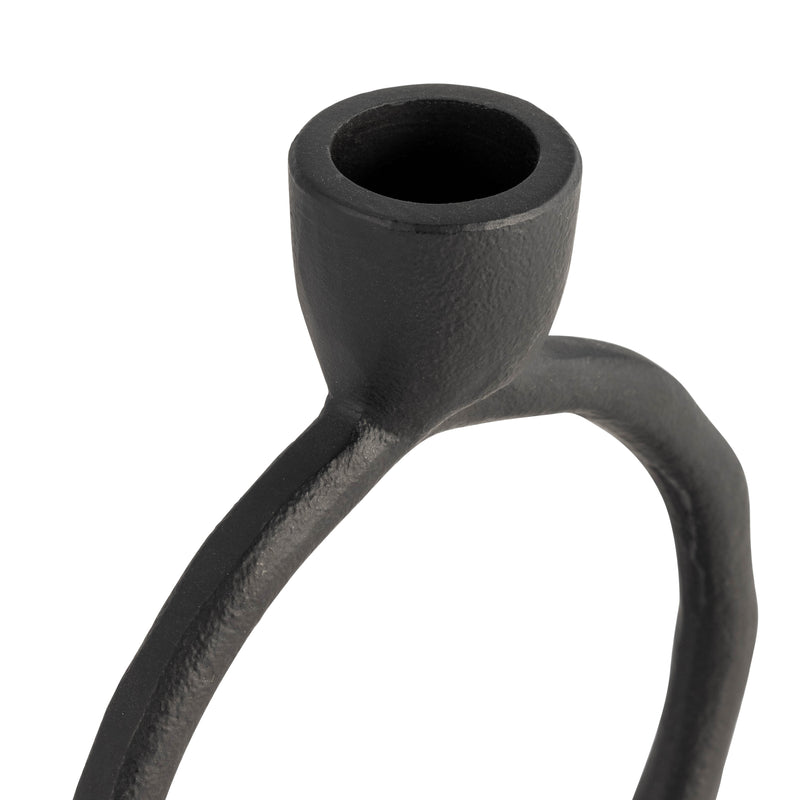 METAL, 6 ROUND RING TAPER CANDLEHOLDER, BLACK