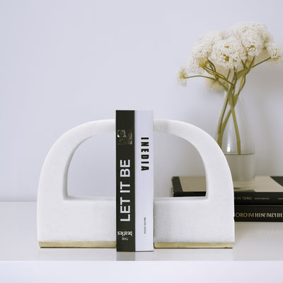 S/2 10 QUOTE BOOKENDS, WHITE