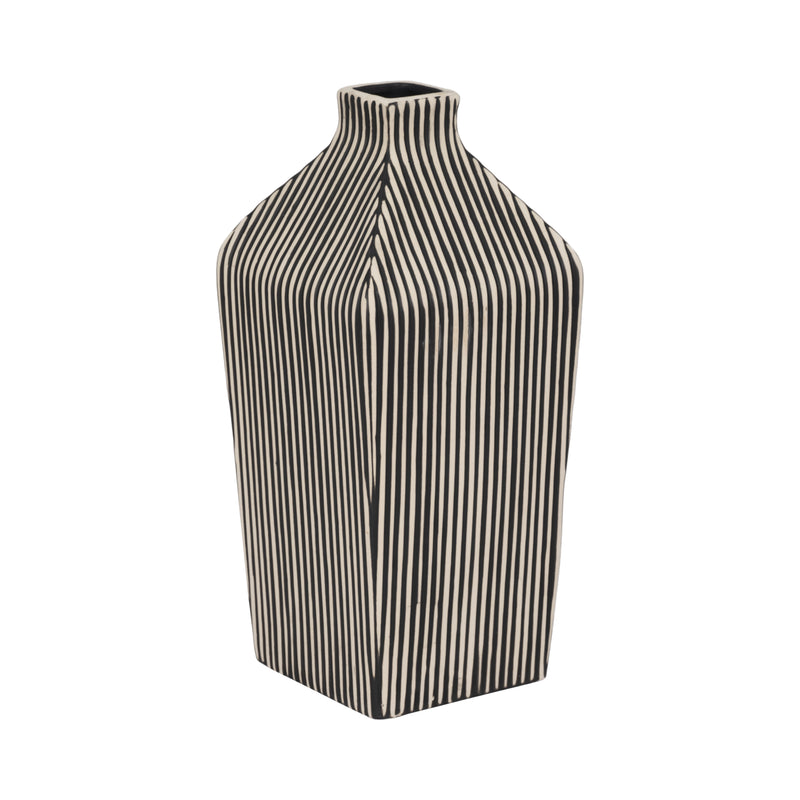 11 Lines Square Vase, Black/white