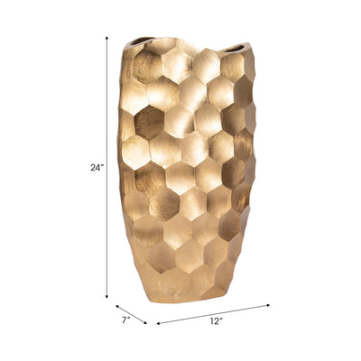 METAL, 24  HONEYCOMB VASE, GOLD