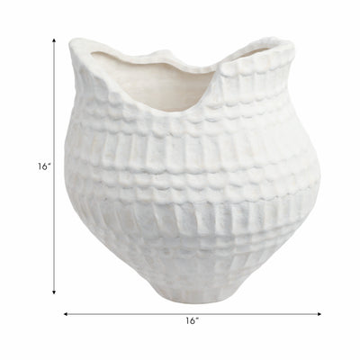 16callan Large 3d Printed Porcelain Vase, Ivory