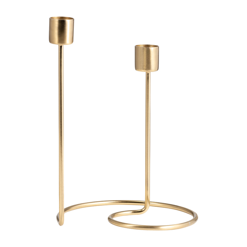 METAL, 8 SWIRLY 2-TAPER CANDLEHOLDER, GOLD