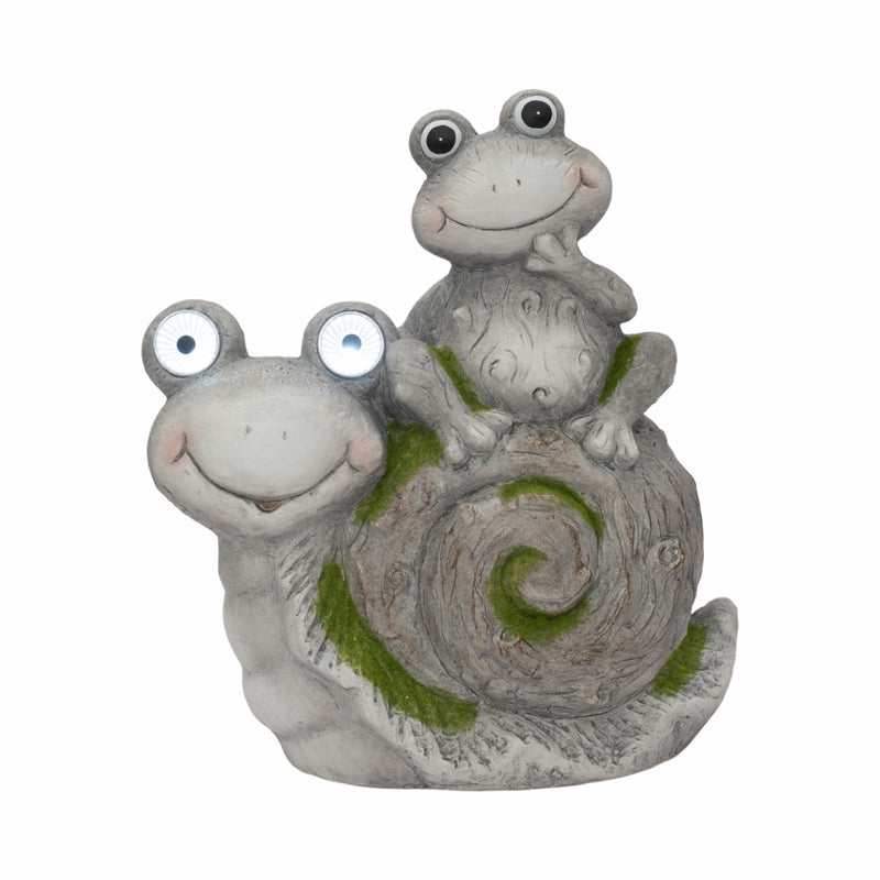 14 Frog Sitting On Snail With Solar Eyes, Grey