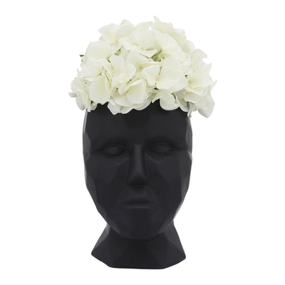 PORCELAIN, 6 DIA FACE VASE, BLACK