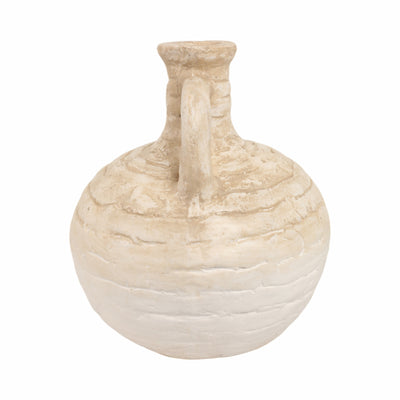 13 Bulbous Terracotta Eared Vase, Ivory