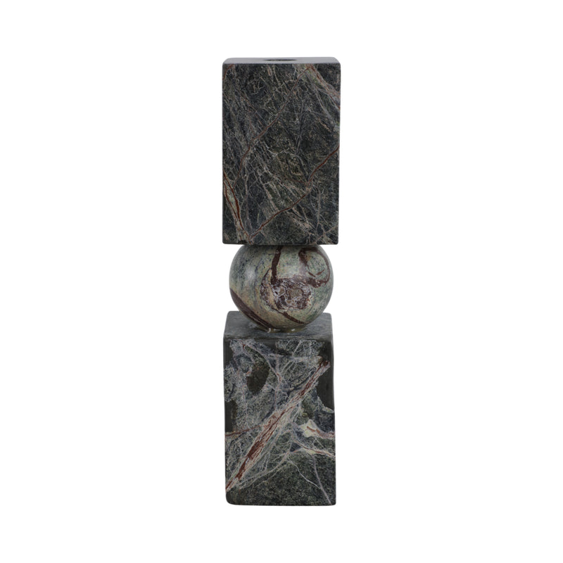 12x3 Chunky Marble Taper Holder, Forest Green