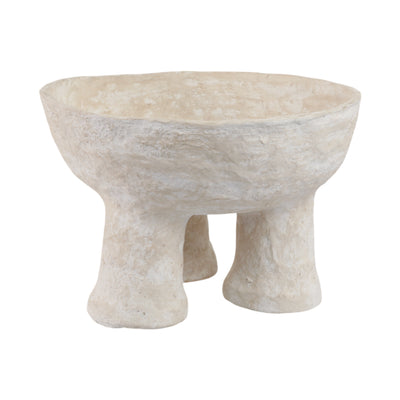 15x10 3-footed Paper Mache Bowl, White