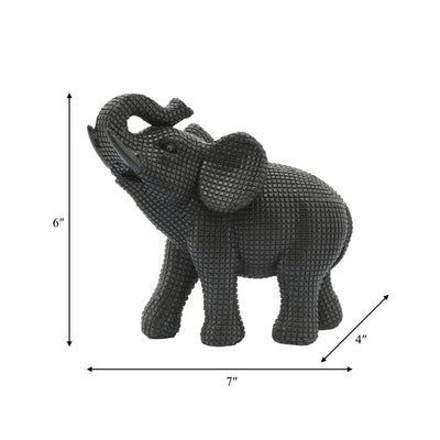 RESIN 7 ELEPHANT TABLE ACCENT, BLACK