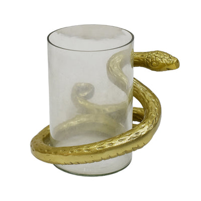 9 Snake Around Pillar Holder, Gold