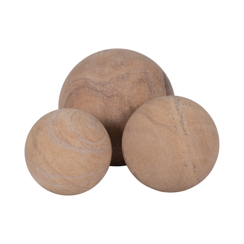 S/3 3/5 MAVERICK SANDSTONE SPHERES, NATURAL