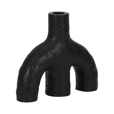 7 Volcano Texture Double Arched Taper Holder, Bla