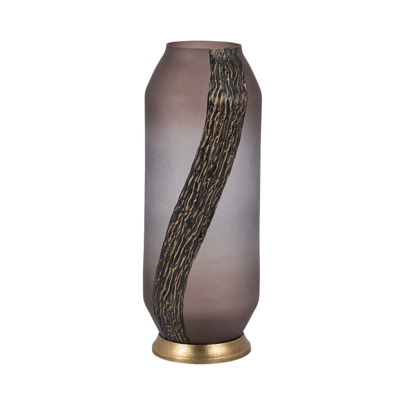 GLASS, 15 METALLIC DETAIL VASE,  BLUSH