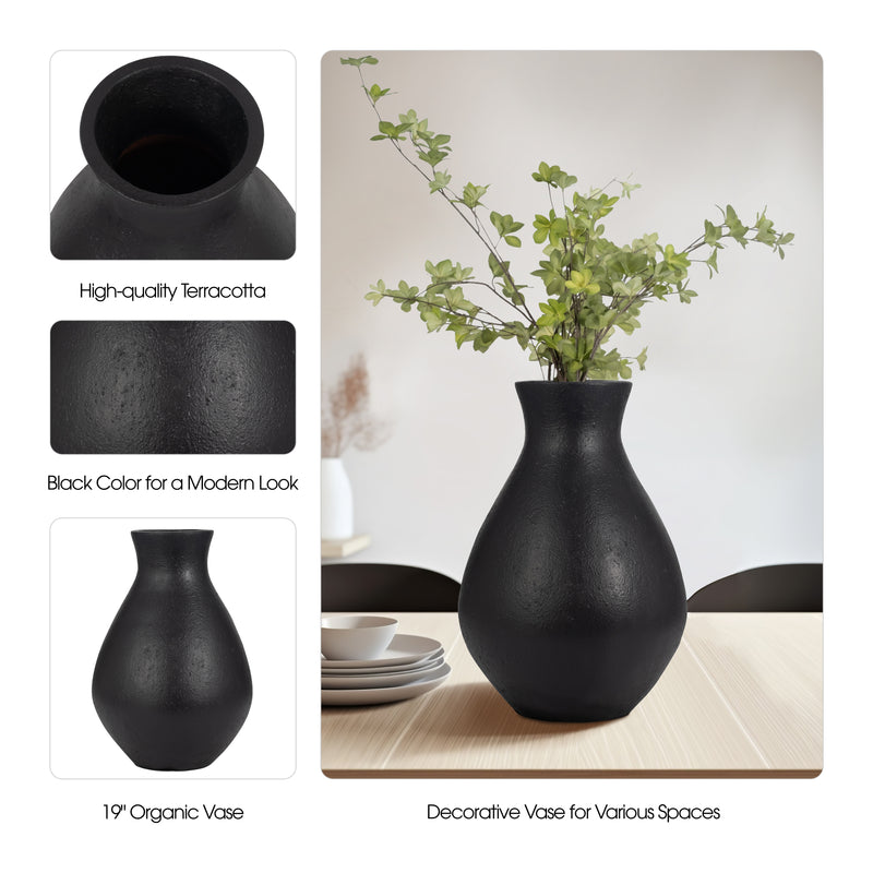 TERRACOTTA, 19 ORGANIC VASE, BLACK