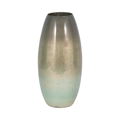 17 Curved Glass Vase Green Mercury Ombre, Multi