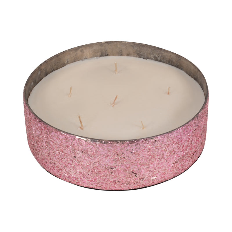 Glass, 8 49 Oz Crackled Bowl Scented Candle, Pink