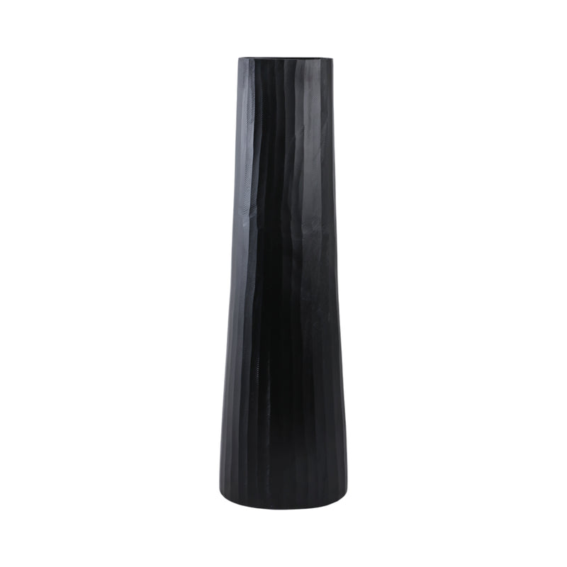 ALUMINUM 36 TEXTURED VASE, MATTE BLACK