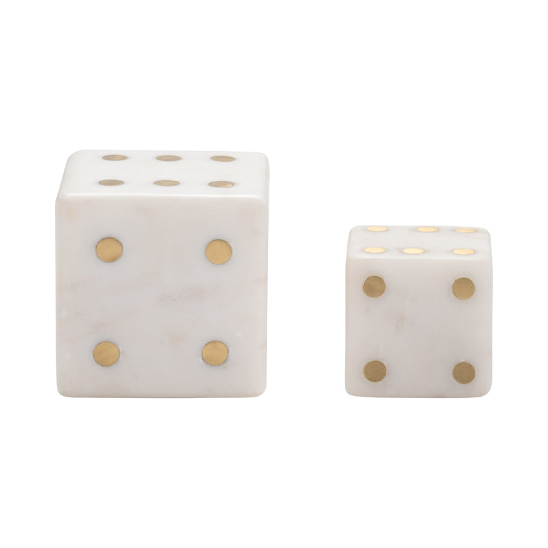 S/2 3/4 Mistry White Marble Dice