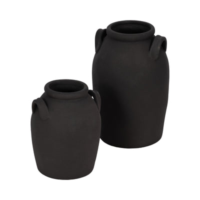 8 Rough Finish Jug With Handles, Black