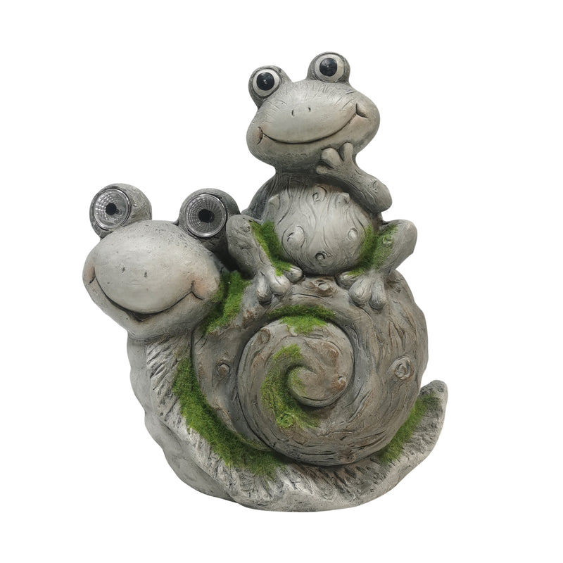 14 Frog Sitting On Snail With Solar Eyes, Grey