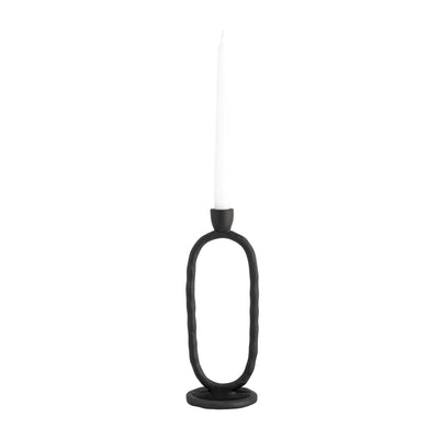 METAL, 11 OPEN OVAL TAPER CANDLEHOLDER, BLACK