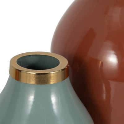 S/3 7/9/12 Jefford Metal Bottle Vases, Terracotta