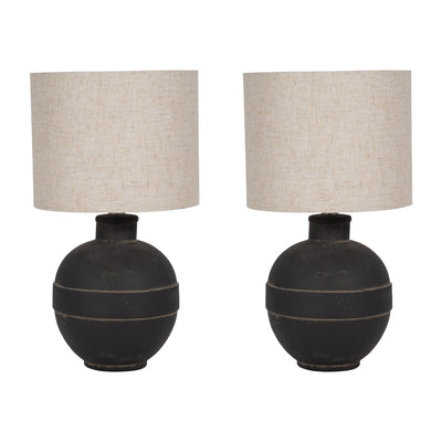 S/2 Ceramic 18 Table Lamp, Dk Gray