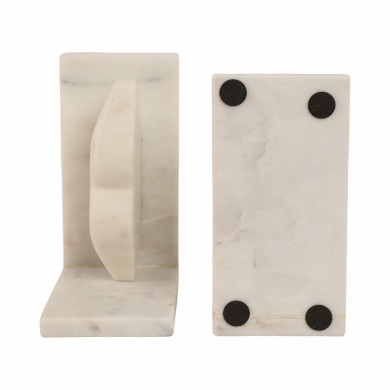 S/2 5 Lips Marble Bookends, White