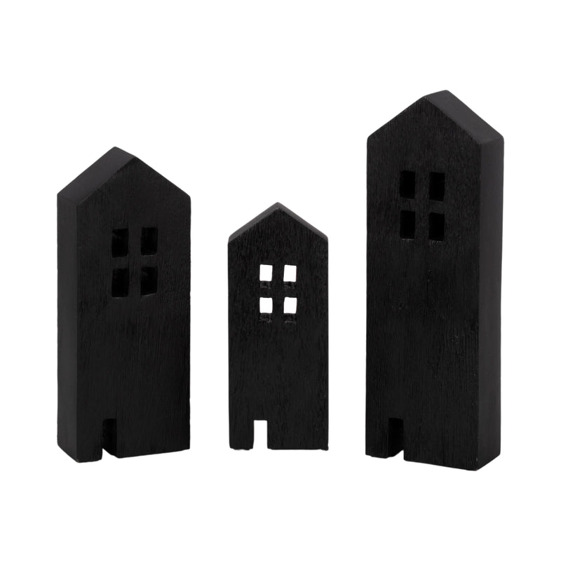 12 Wood House Decor, Black