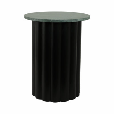 20 Large Ribbed Accent Table Marble Top, Blk/grn