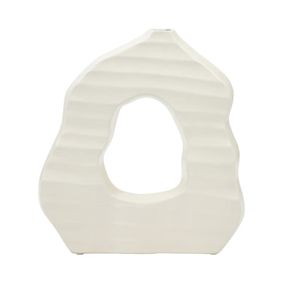 12 Ribbed Open-cut Out Vase, Ivory