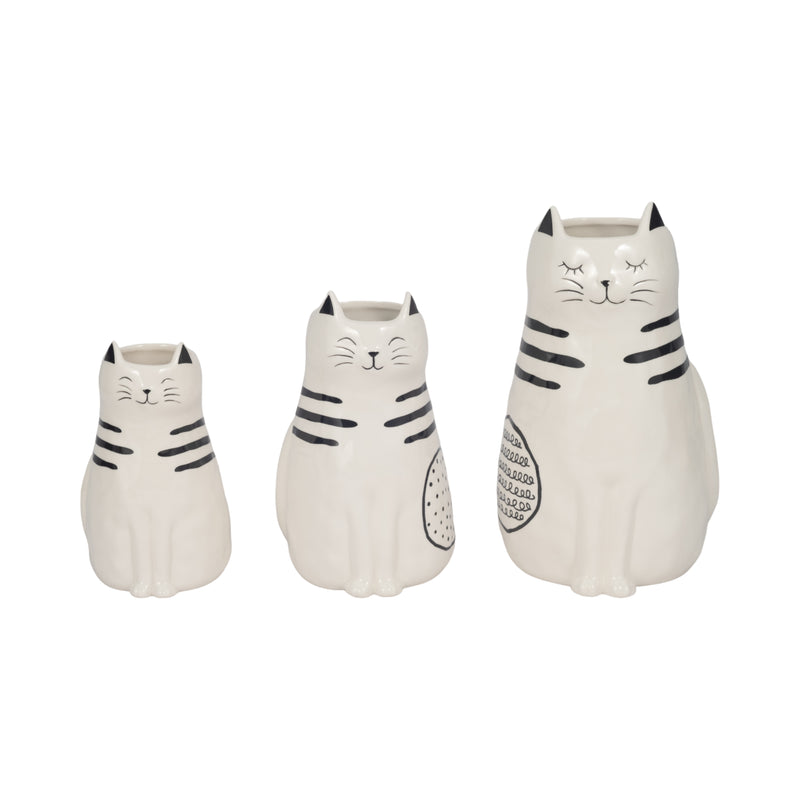 9 Sitting Pretty Kitty With Vase Opening, White/b