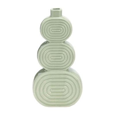 CER, 12 STACKED CIRCLES VASE, CUCUMBER