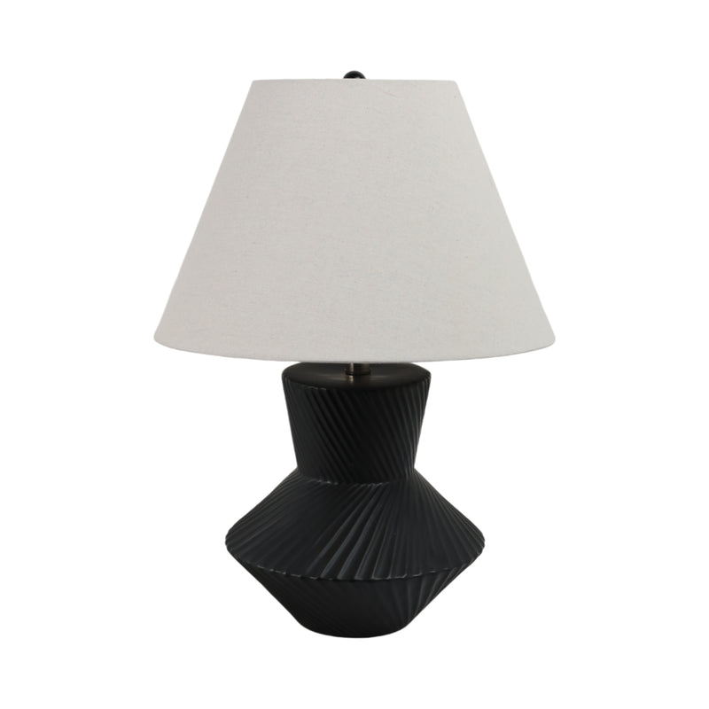 23 Ribbed Totem Table Lamp, Black/white