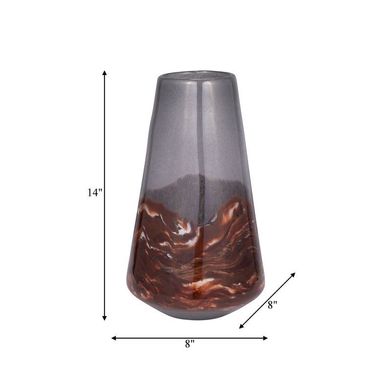 GLASS, 14 VASE GREY/BROWN