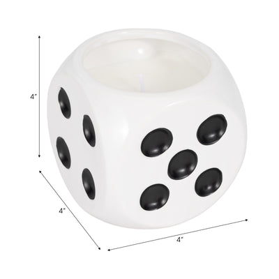 4 9 Oz Tobacco Dice Candle, White/black