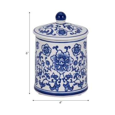 Cer, 6 8oz Chinoiserie Scntd Candle W/lid,wht/blu