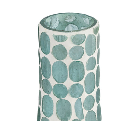 GLASS, 15H MOSAIC VASE, BLUE