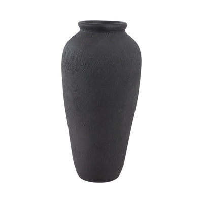 18x9 Terracotta Floor Vase, Black