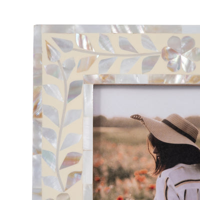 5x7 Mother Of Pearl Inlay Vine Photo Frame, Ivory