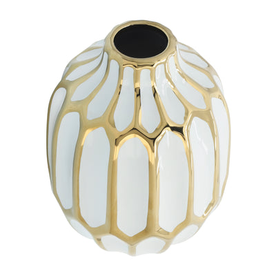 CERAMIC VASE 8, WHITE/GOLD