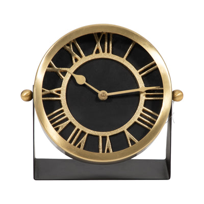 METAL TABLE CLOCK 6.5'' GOLD BLACK