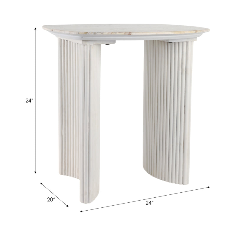 24catalina Travertine&fluted Wood Accent Table/kd