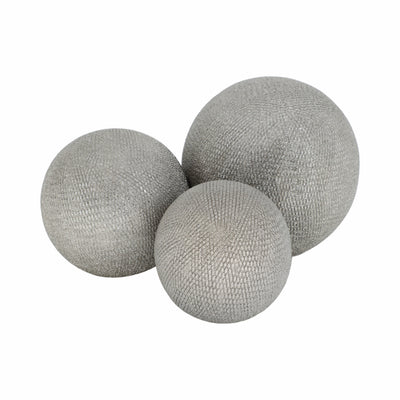 S/3 CERAMIC 6/5/4 ORBS, SILVER