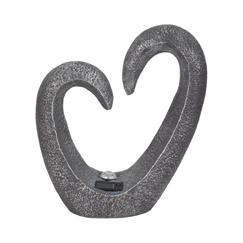 19 Heart Statue With Solar, Dark Grey