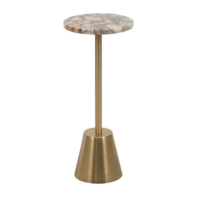 24 AGATE TOP POLISHED EDGE ACCENT TABLE, GOLD