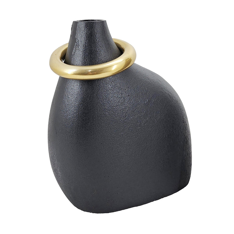 14 Rouen Small Black Vase With Ring