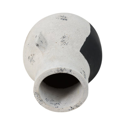 10 Black Patch Modern Terracotta Vase, Ivory/blk